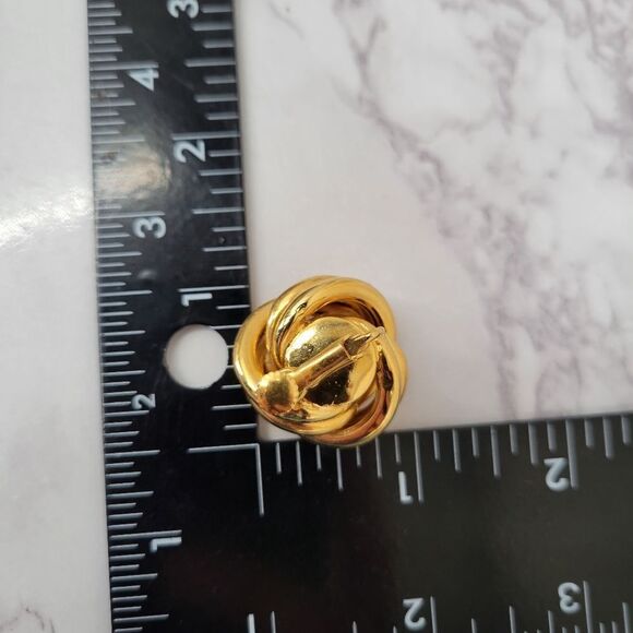 Gold Toned Love Twist Knot Vintage Screw Back Clip On Earrings - Picture 7 of 7